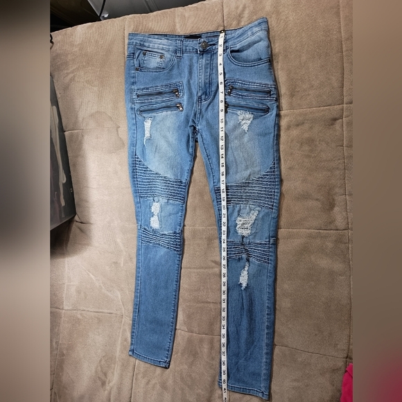 Waimea Men's 32x31 Skinny Fit Distressed Rip Torn Designer Trendy Embroidered - Picture 13 of 16